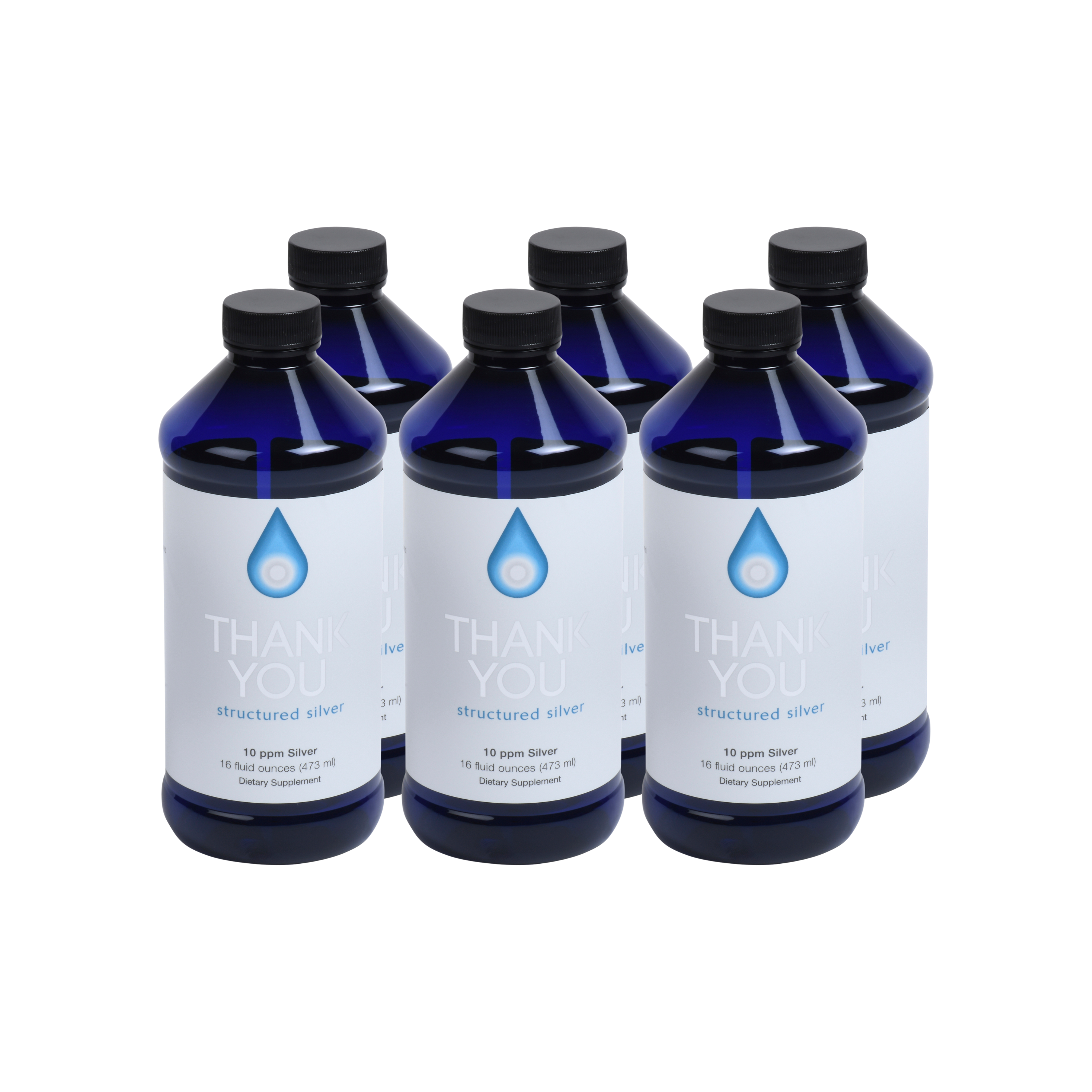 Structured Silver Solution 6 Bottles Thank You Silver